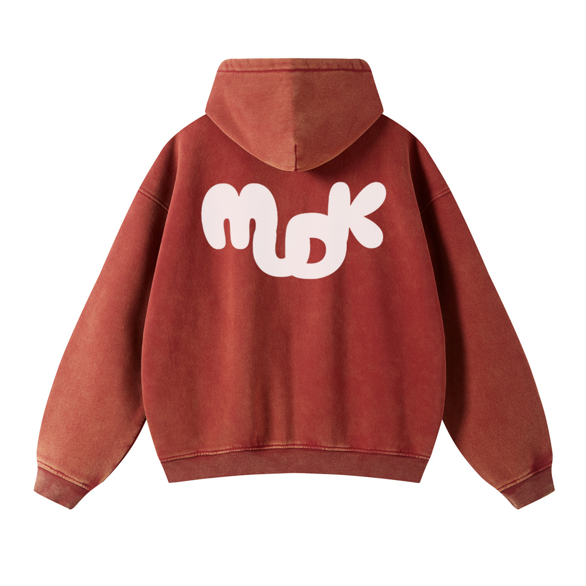 ECLIPSE Distressed Hooded Sweatshirt Coral Red MUDIK - Stand out. Stay true.