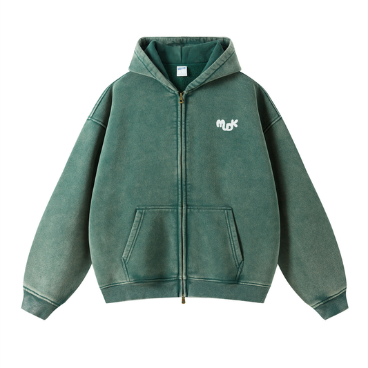 ECLIPSE Distressed Hooded Sweatshirt Green MUDIK - Stand out. Stay true.