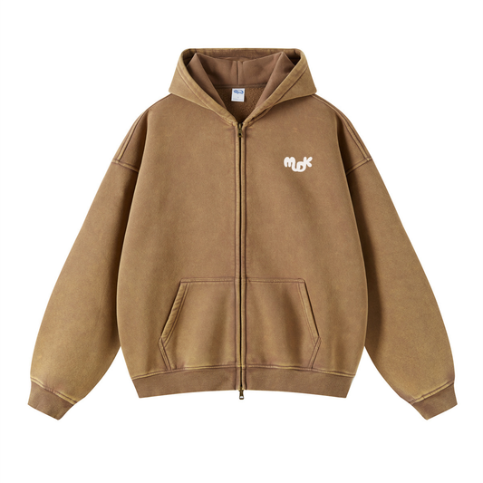 ECLIPSE Distressed Hooded Sweatshirt Khaki MUDIK - Stand out. Stay true.