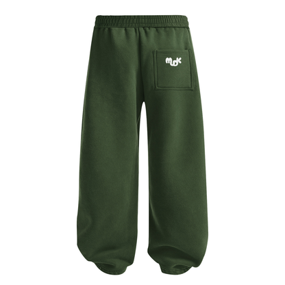 ECLIPSE Wide-leg Fleece Trousers Green MUDIK - Stand out. Stay true.