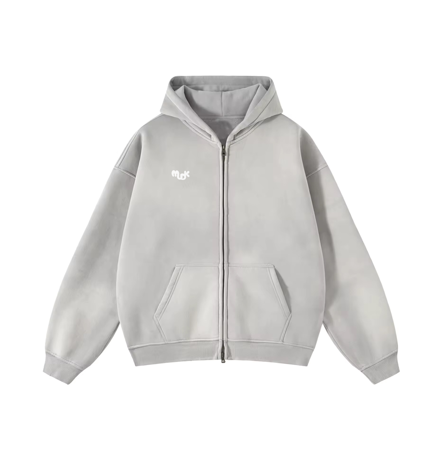 TERRA Worn-out Velvet Zipper Hoodie Smoke Gray MUDIK - Stand out. Stay true.