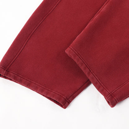 ECLIPSE Wide-leg Fleece Trousers Dark Red